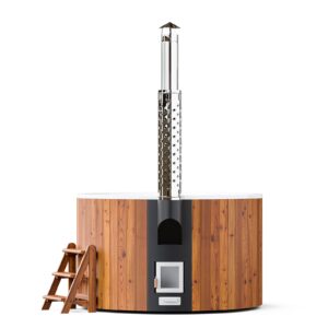 Drvena hidromasažna kada sa dimnjakom i stepenicama