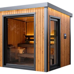 Modularna drvena sauna sa staklenim vratima