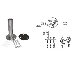 Metalni držač sa šrafovima i tehničkim crtežom