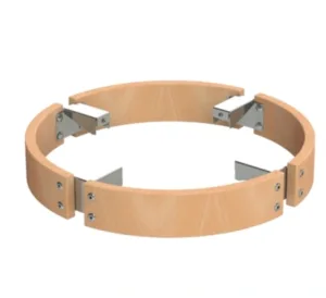 Drveni kružni okvir sa metalnim spojnicama